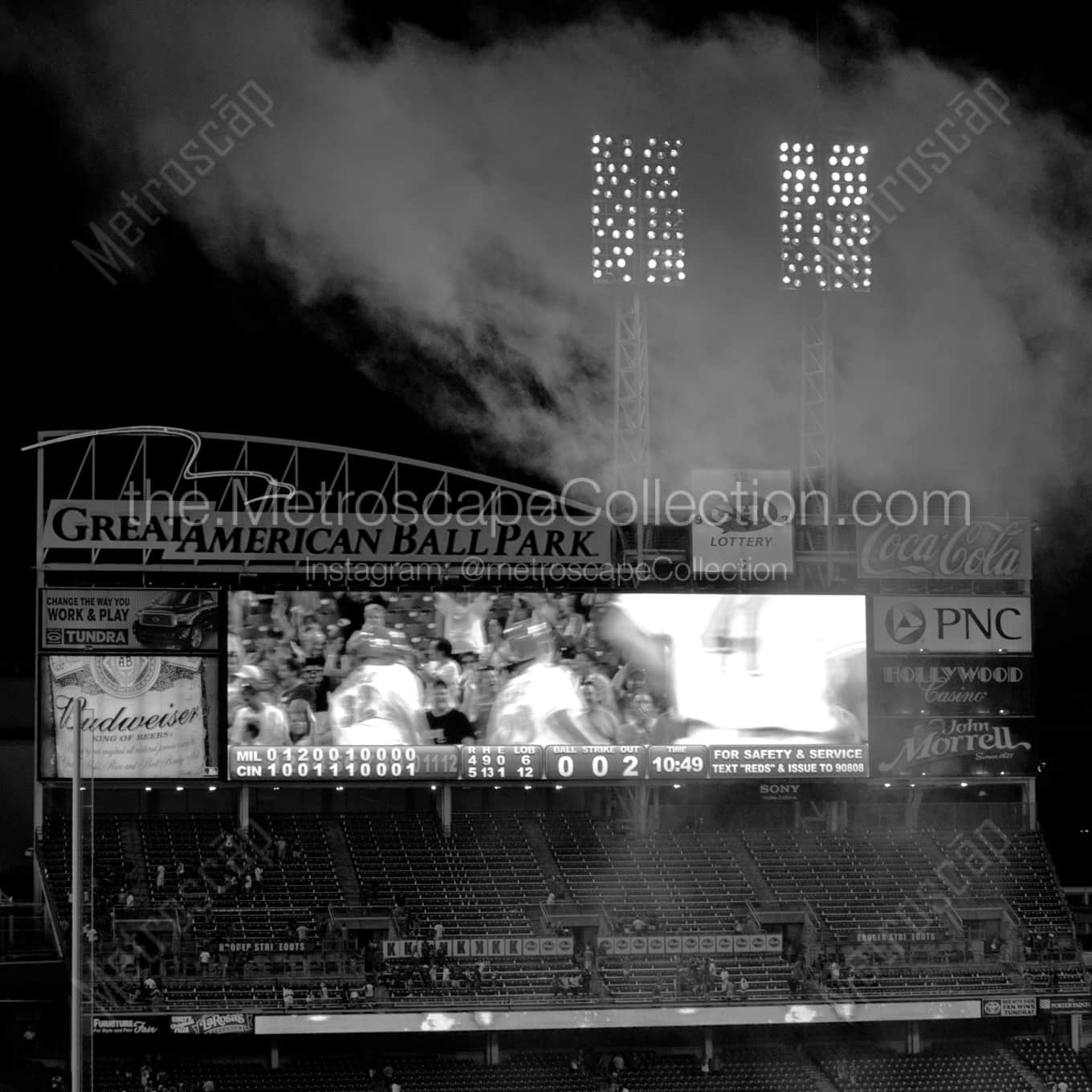 Jay Bruce Walk Off Single Against the Brewers landscape black and white Photography square crop