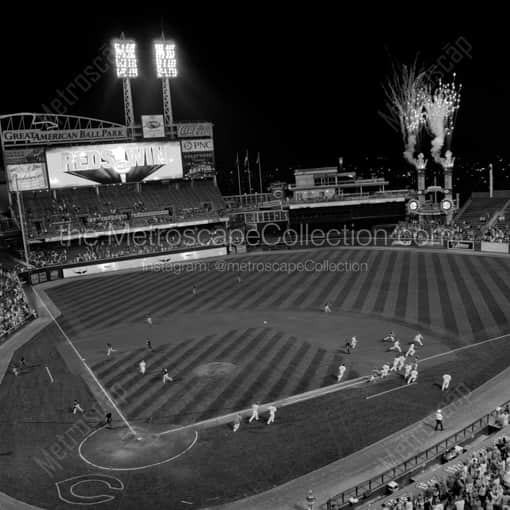 Cincinnati Black and White Photography of A Walk Off Celebration at Great American Ballpark A Walk Off Celebration at Great American Ballpark -- Cincinnati Black and White Photography