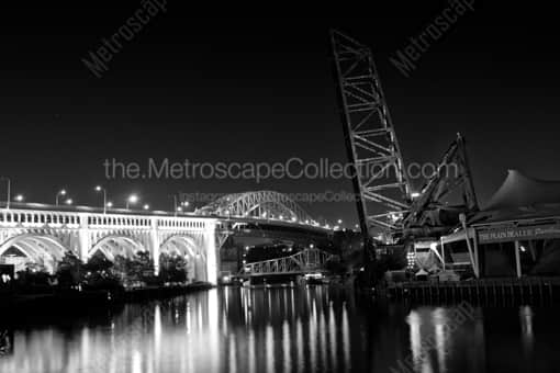 Cleveland Black and White Photography of The Bascule Bridge on the South Bank of the Cuyahoga River The Bascule Bridge on the South Bank of the Cuyahoga River -- Cleveland Black and White Photography