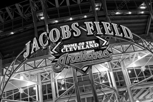 The Jacobs Field Sign -- Cleveland Black and White Photography
