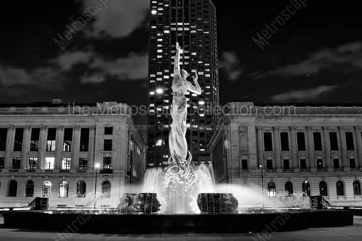 Cleveland Black and White Photography of The War Memorial Fountain Outside of the Key Bank Building in Cleveland The War Memorial Fountain Outside of the Key Bank Building in Cleveland -- Cleveland Black and White Photography