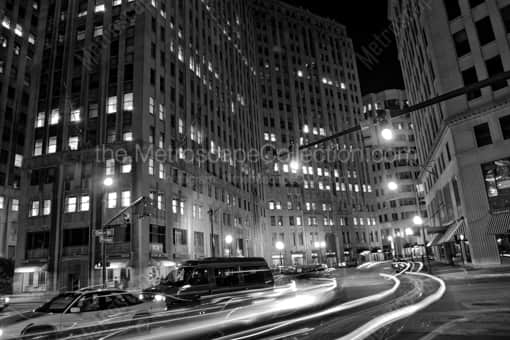 Cleveland Black and White Photography of Traffic at Prospect and Ontario in Downtown Cleveland Traffic at Prospect and Ontario in Downtown Cleveland -- Cleveland Black and White Photography