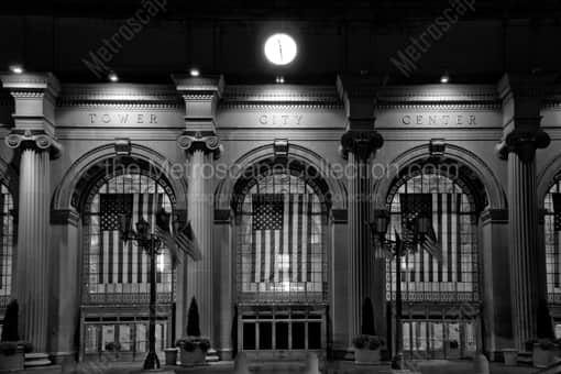 Cleveland Black and White Photography of The Tower City Center Entrance Facing Public Square The Tower City Center Entrance Facing Public Square -- Cleveland Black and White Photography