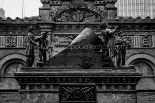 Cleveland Black and White Photography of The Mortar Statue on the Soldiers and Sailors Monument The Mortar Statue on the Soldiers and Sailors Monument -- Cleveland Black and White Photography