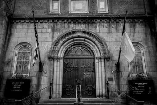 Cleveland Black and White Photography of The Front Door of the Old Stone Church in Public Square The Front Door of the Old Stone Church in Public Square -- Cleveland Black and White Photography