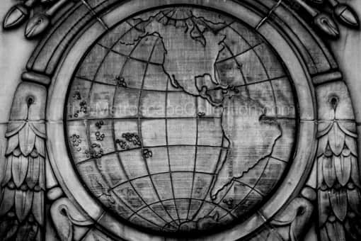 Cleveland Black and White Photography of The Western Hemisphere on the CMSD Building The Western Hemisphere on the CMSD Building -- Cleveland Black and White Photography
