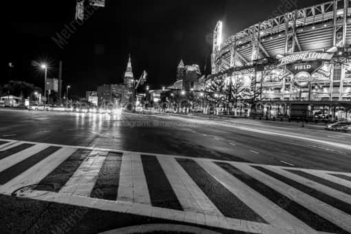 Cleveland Black and White Photography of Progressive Field and Ontario Street During the World Series Progressive Field and Ontario Street During the World Series -- Cleveland Black and White Photography