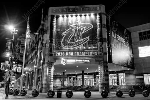 Cleveland Black and White Photography of The Q at Night during the 2016 World Series The Q at Night during the 2016 World Series -- Cleveland Black and White Photography