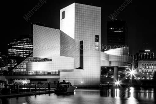 The Rock and Roll Hall of Fame at Night -- Cleveland Black and White Photography