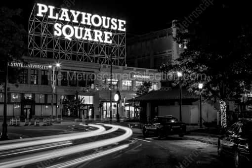 Playhouse Square at Night -- Cleveland Black and White Photography