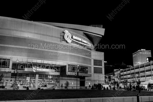 Rocket Mortgage Fieldhouse at Night -- Cleveland Black and White Photography