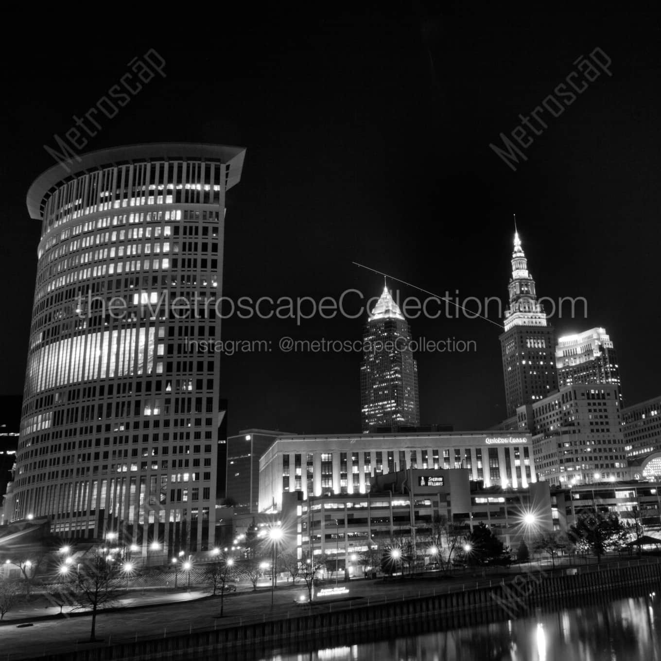 Downtown Cleveland Ohio landscape black and white Photography Downtown Cleveland Ohio landscape black and white Photography square crop