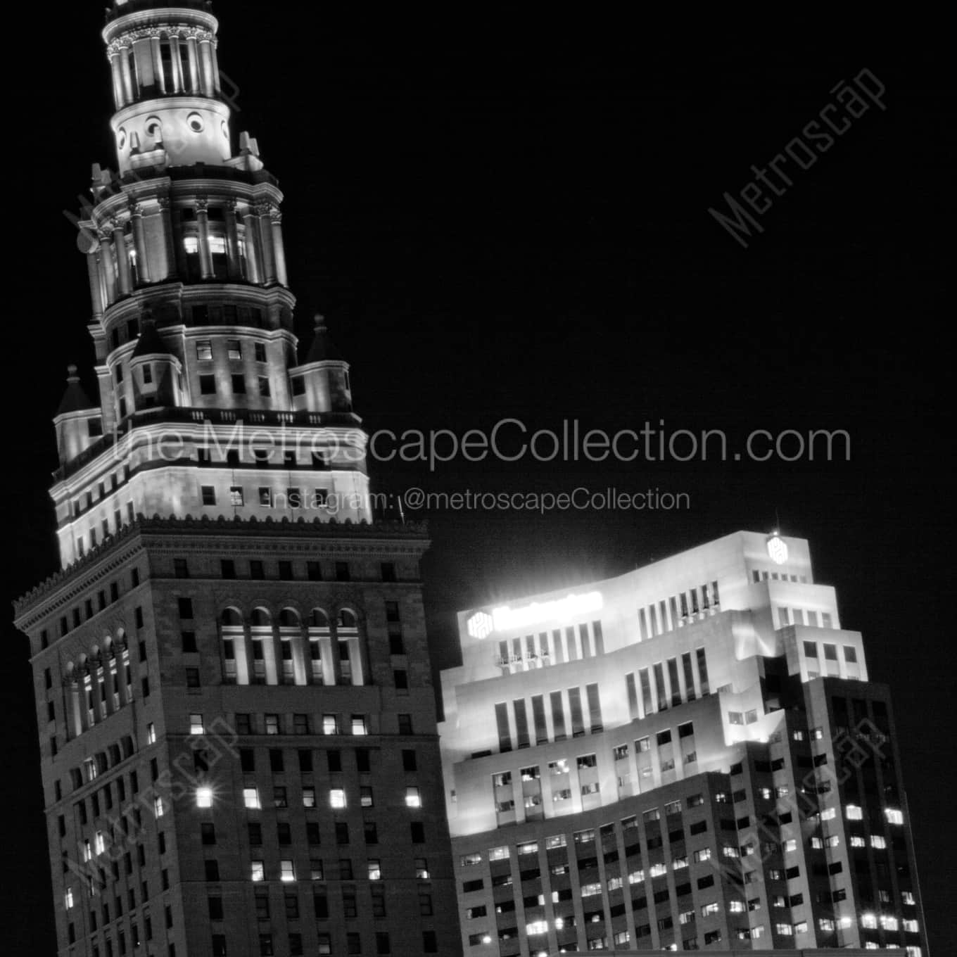 Terminal Tower and the Sohio Building landscape black and white Photography Terminal Tower and the Sohio Building landscape black and white Photography square crop