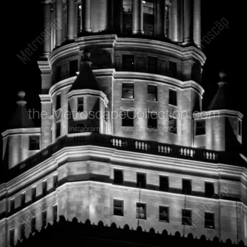 Matte Black WOOD Framed Black and White Cleveland Photograph: The Top of Terminal Tower in a Square Matte Black Wood Frame