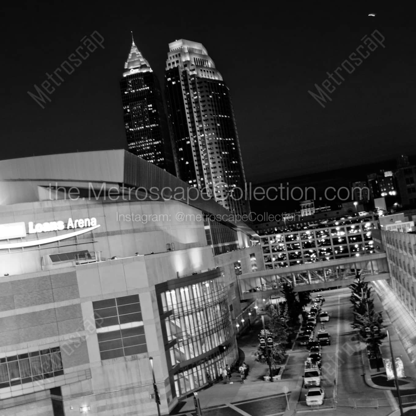 The Q in Downtown Cleveland landscape black and white Photography square crop
