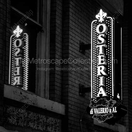 Matte Black WOOD Framed Black and White Cleveland Photograph: Osteria in the Warehouse District in a Square Matte Black Wood Frame