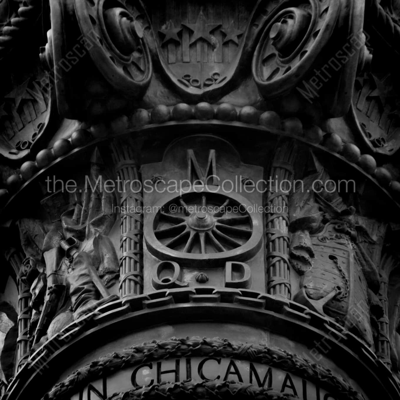 The Top Pedestal of the Soldiers and Sailors Monument landscape black and white Photography square crop