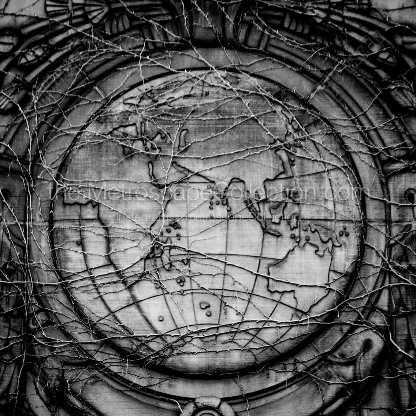 The Eastern Hemisphere on the CMSD Building landscape black and white Photography square crop