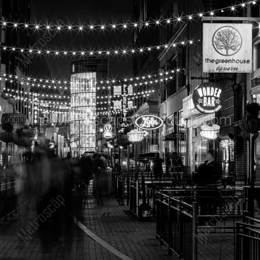 Matte Black WOOD Framed Black and White Cleveland Photograph: East Fourth Street in Downtown Cleveland in a Square Matte Black Wood Frame