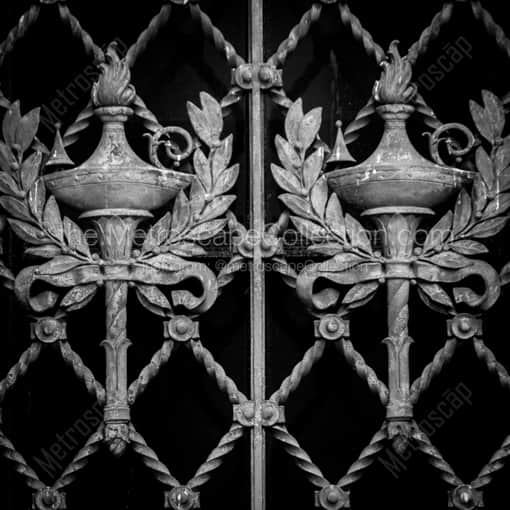 Matte Black WOOD Framed Black and White Cleveland Photograph: Gated Windows on the Cleveland Public Library Building in a Square Matte Black Wood Frame