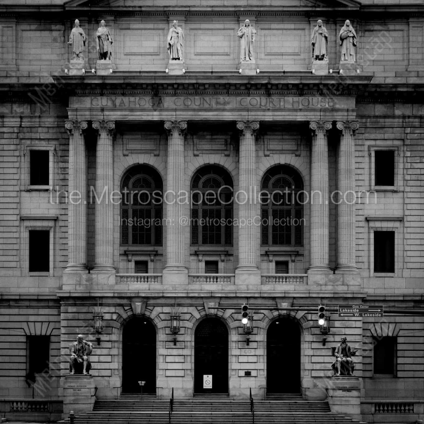 The Cuyahoga County Court House landscape black and white Photography The Cuyahoga County Court House landscape black and white Photography square crop