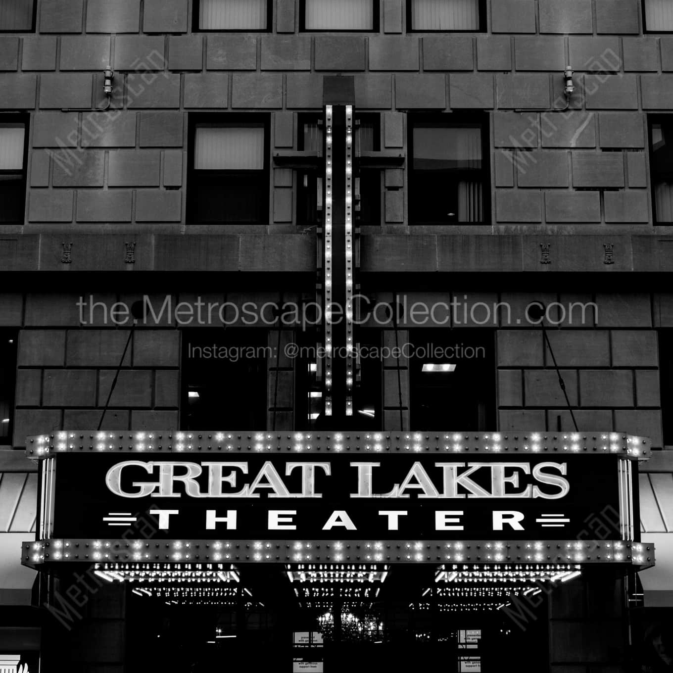 The Great Lakes Theater Marquee landscape black and white Photography The Great Lakes Theater Marquee landscape black and white Photography square crop