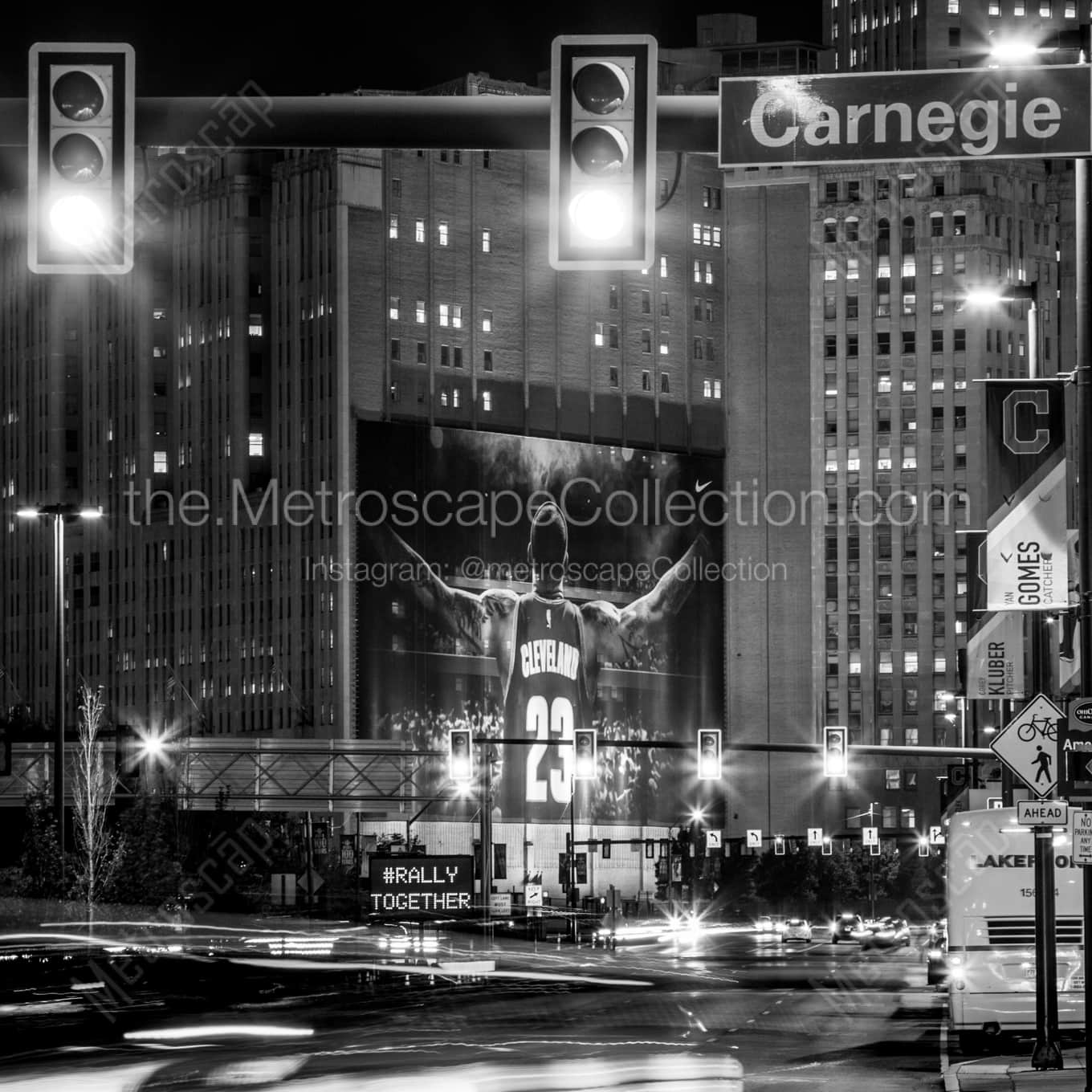 Ontario Street at Carnegie Street at Night landscape black and white Photography Ontario Street at Carnegie Street at Night landscape black and white Photography square crop