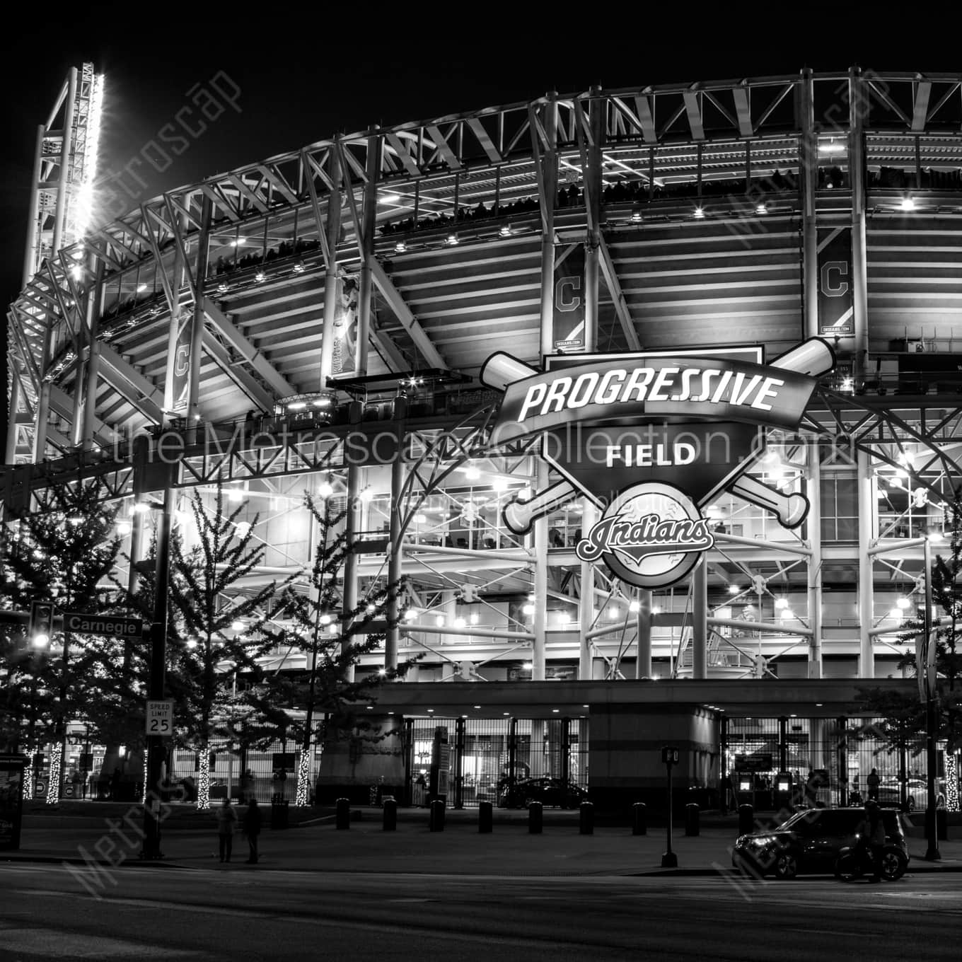 The World Series in Progressive Field at Night landscape black and white Photography The World Series in Progressive Field at Night landscape black and white Photography square crop