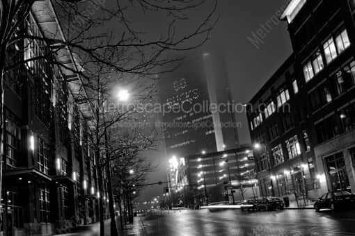Columbus Black and White Photography of Go Bucks Spelled Out in the Nationwide Building Go Bucks Spelled Out in the Nationwide Building -- Columbus Black and White Photography