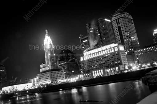 Columbus Black and White Photography of A Frozen Over Scioto River in Downtown Columbus A Frozen Over Scioto River in Downtown Columbus -- Columbus Black and White Photography
