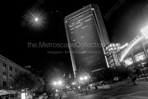 Columbus Black and White Photography of The Nationwide Building Towers over the Arena District The Nationwide Building Towers over the Arena District -- Columbus Black and White Photography