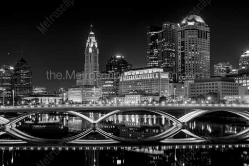 Columbus Black and White Photography of The Columbus Skyline and Rich Street Bridge The Columbus Skyline and Rich Street Bridge -- Columbus Black and White Photography