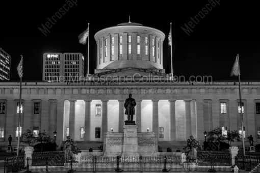 Columbus Black and White Photography of The Ohio Statehouse and McKinley Memorial at Night The Ohio Statehouse and McKinley Memorial at Night -- Columbus Black and White Photography