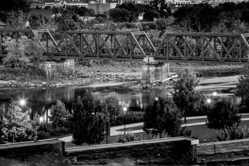 Columbus Black and White Photography of A Railroad Bridge over the Scioto River in Downtown Columbus A Railroad Bridge over the Scioto River in Downtown Columbus -- Columbus Black and White Photography