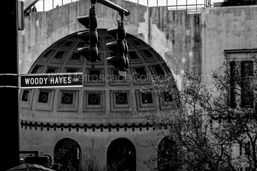 Columbus Black and White Photography of Woody Hayes Drive outside of Ohio Stadium Woody Hayes Drive outside of Ohio Stadium -- Columbus Black and White Photography