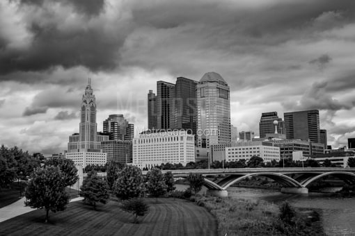 Columbus Black and White Photography of Storm Clouds over the Downtown Columbus Skyline Storm Clouds over the Downtown Columbus Skyline -- Columbus Black and White Photography