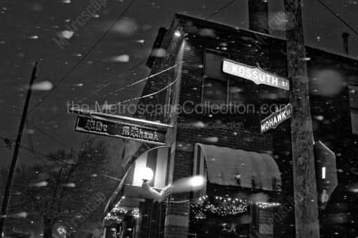 The Olde Mohawk in a Snowstorm -- Columbus Black and White Photos