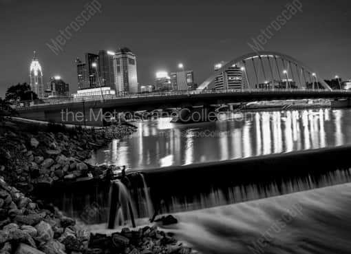 Columbus Black and White Photography of The Columbus Skyline with New Main Street Bridge The Columbus Skyline with New Main Street Bridge -- Columbus Black and White Photography