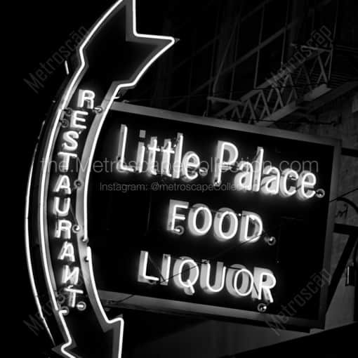 Matte Black WOOD Framed Black and White Columbus Photograph: The Little Palace on Fourth Street in a Square Matte Black Wood Frame
