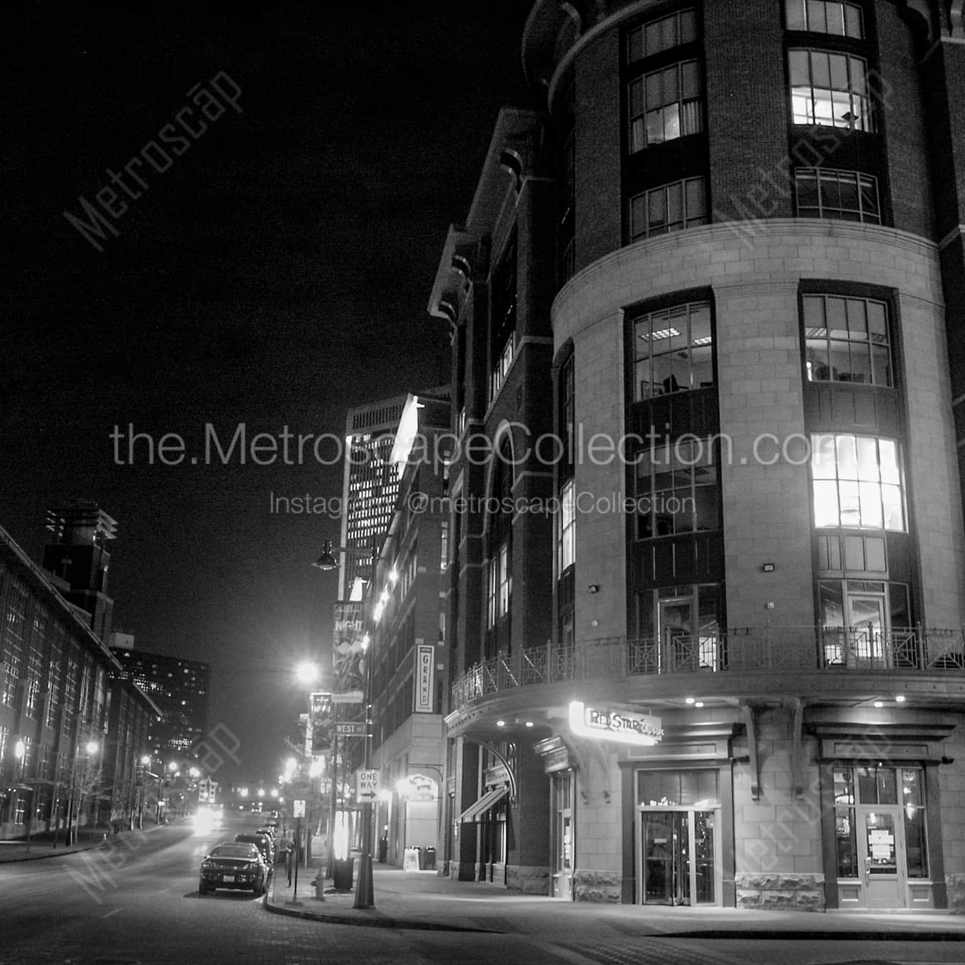 Nationwide Boulevard in the Arena District landscape black and white Photography square crop