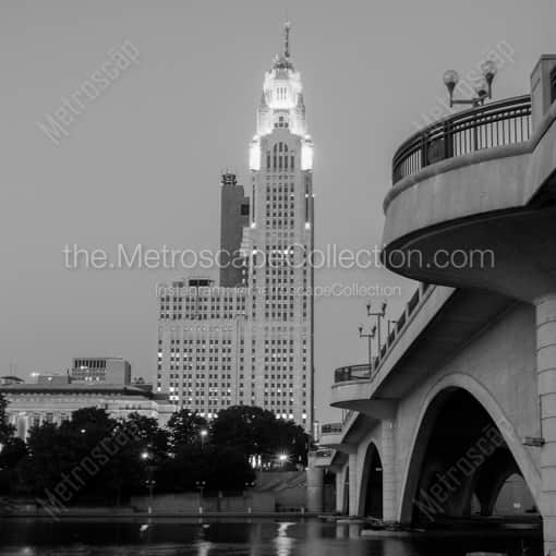 Columbus Black and White Photography of The LeVeque Tower and the Broad Street Bridge The LeVeque Tower and the Broad Street Bridge -- Columbus Black and White Photography