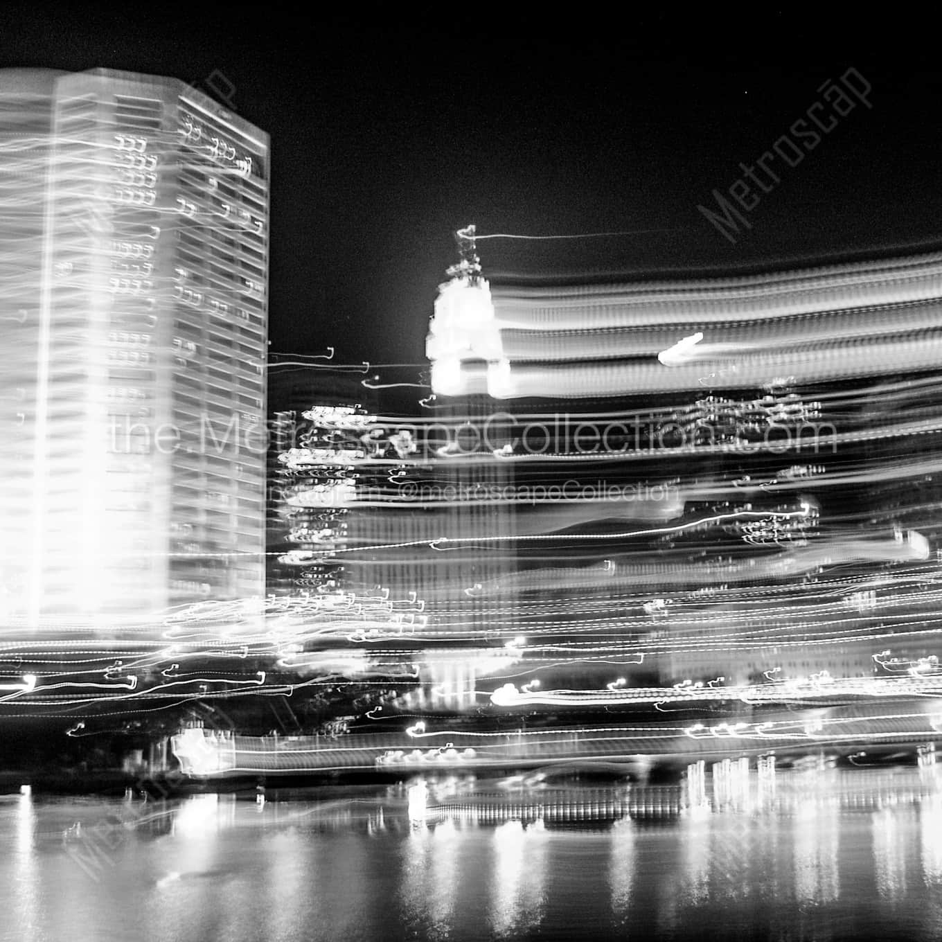 A Motion Blur Version of the Columbus Skyline landscape black and white Photography A Motion Blur Version of the Columbus Skyline landscape black and white Photography square crop