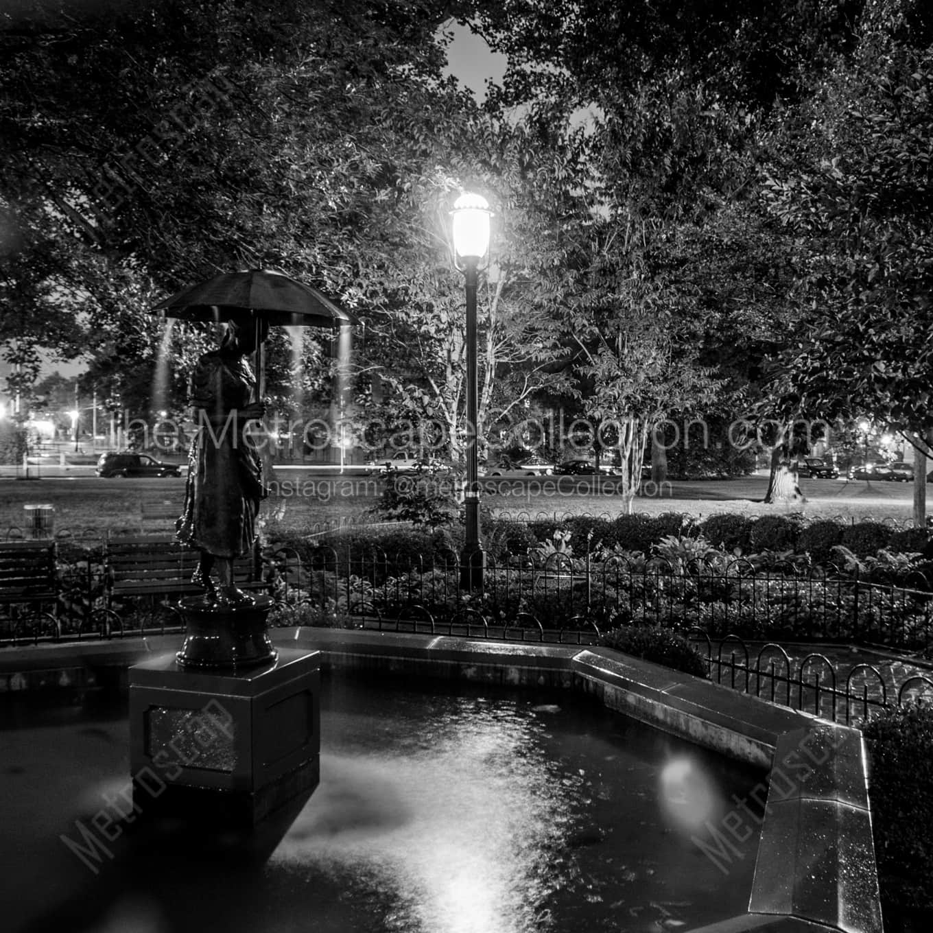 The Umbrella Girl Fountain in Schiller Park landscape black and white Photography The Umbrella Girl Fountain in Schiller Park landscape black and white Photography square crop