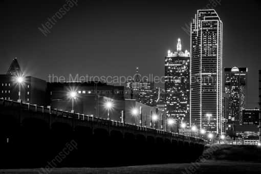 Commerce Street in Dallas Texas at Night -- Dallas Black and White Photography