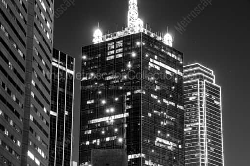The Renaissance Building at Night -- Dallas Black and White Photography