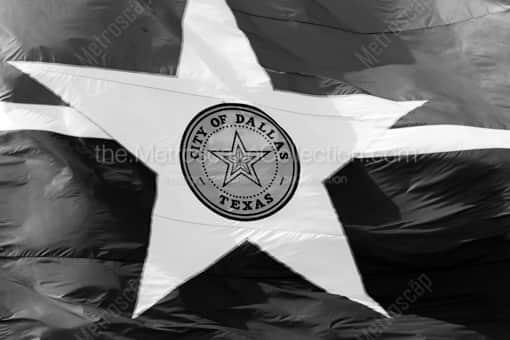 The City of Dallas Flag at City Hall -- Dallas Black and White Photography
