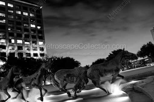 The Mustangs of Las Colinas -- Dallas Black and White Photography