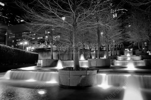The Fountain Place Fountains -- Dallas Black and White Photography