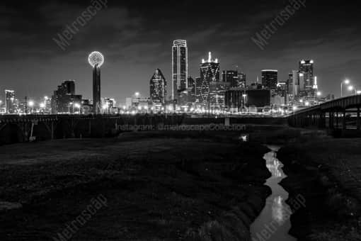 Dallas Black and White Photography of The Dallas Skyline from the Trinity River Flood Plain The Dallas Skyline from the Trinity River Flood Plain -- Dallas Black and White Photography