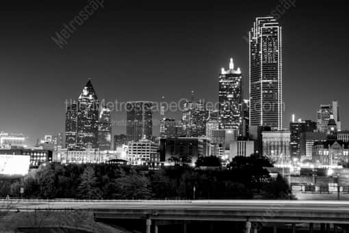 Dallas Black and White Photography of The Downtown Dallas Skyline Overlooking the Stemmons Expressway The Downtown Dallas Skyline Overlooking the Stemmons Expressway -- Dallas Black and White Photography